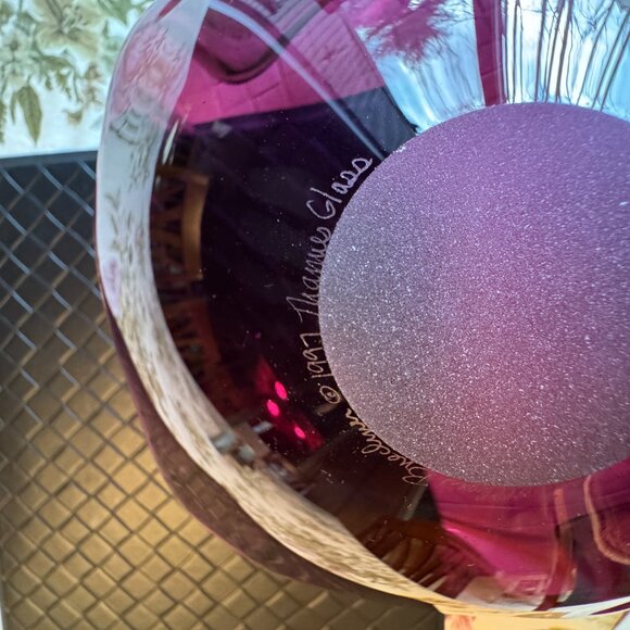 Matthew Buechner Thames Glass Amethyst Bowl with Gold & Silver Signed Rare 1997 - Picture 6 of 10
